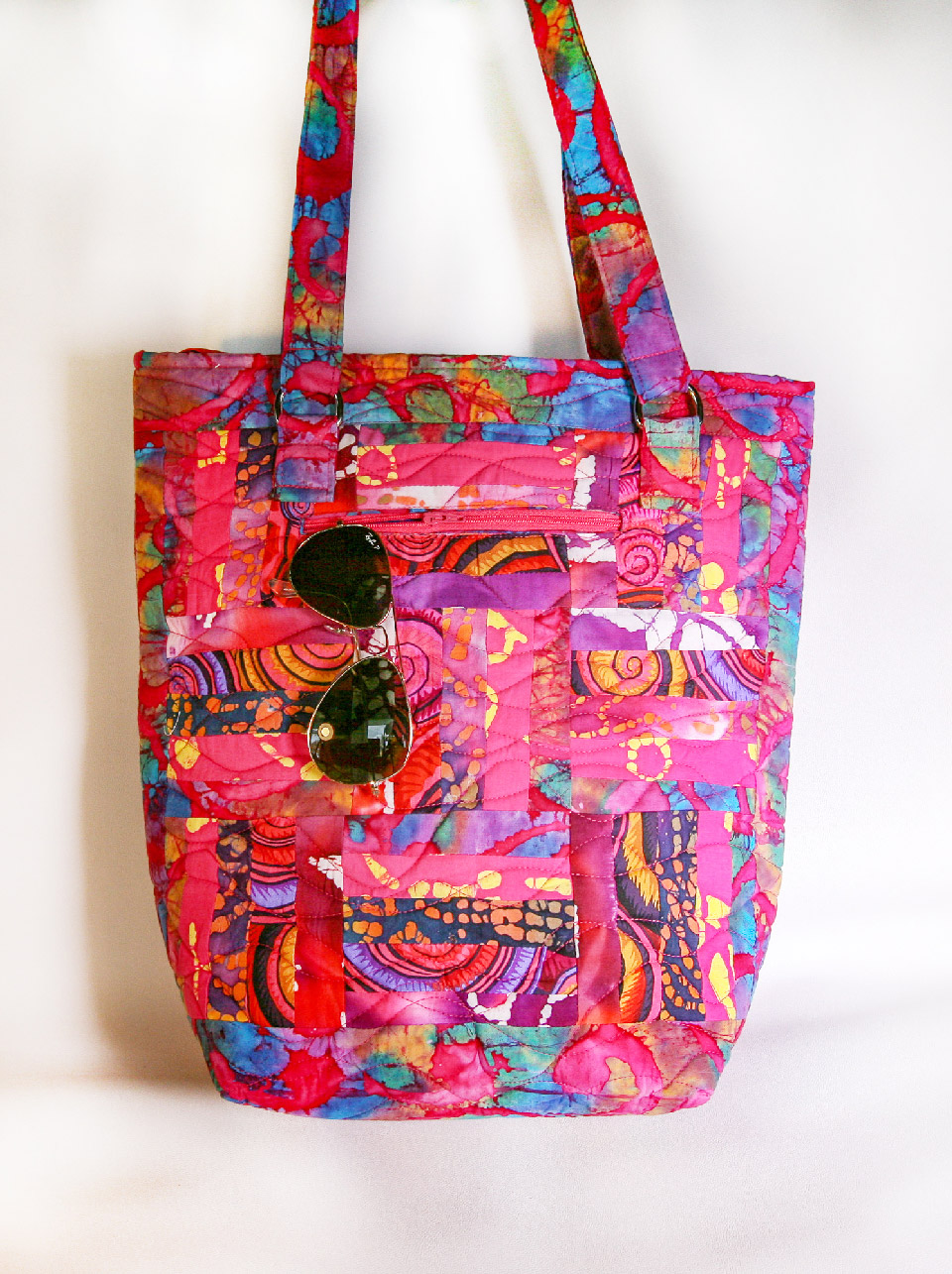 Pink quilted tote bag