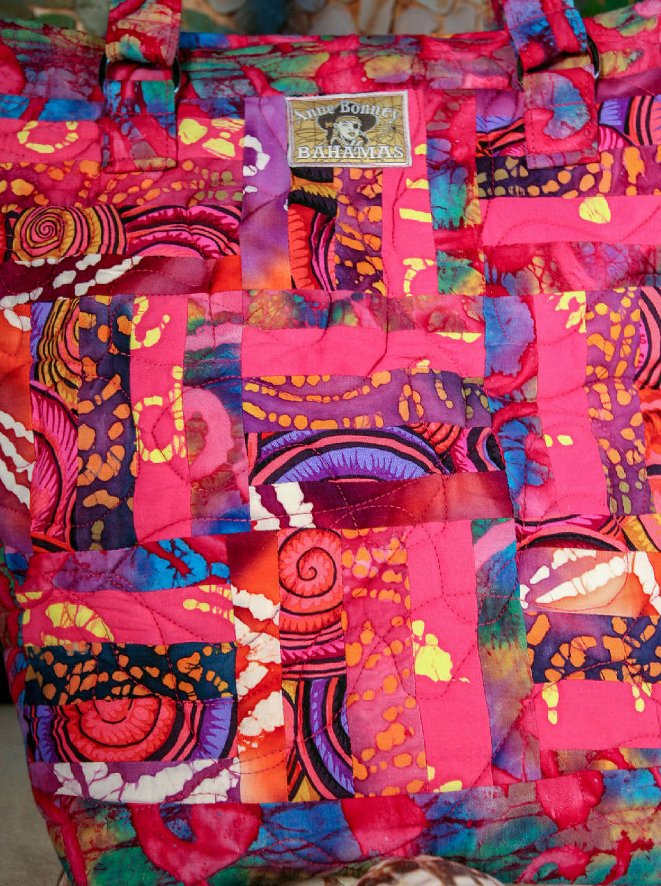 Pink quilted tote bag