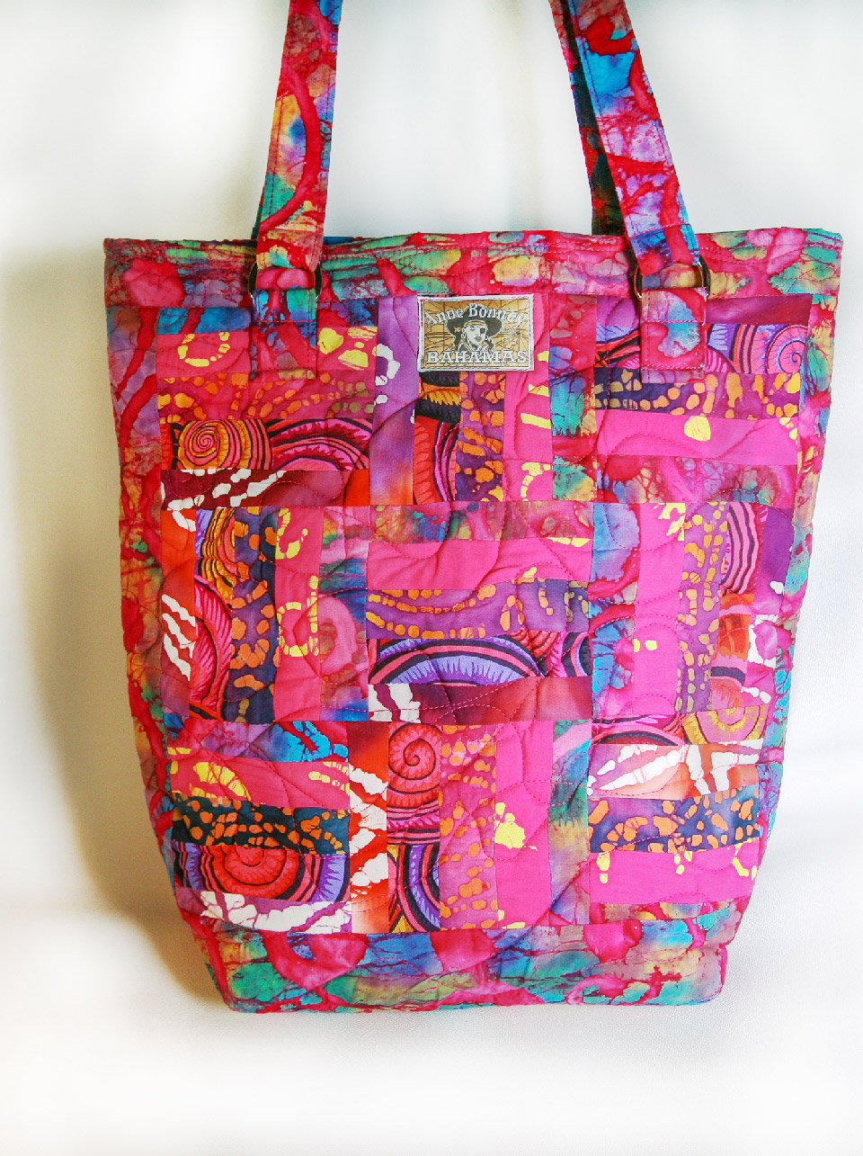 Pink quilted tote bag