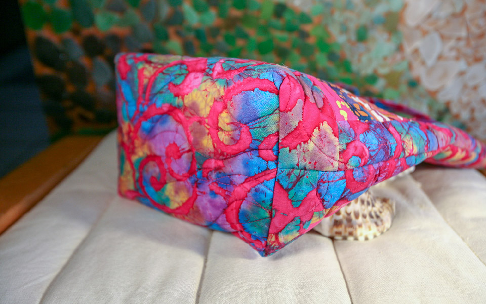 Pink quilted tote bag