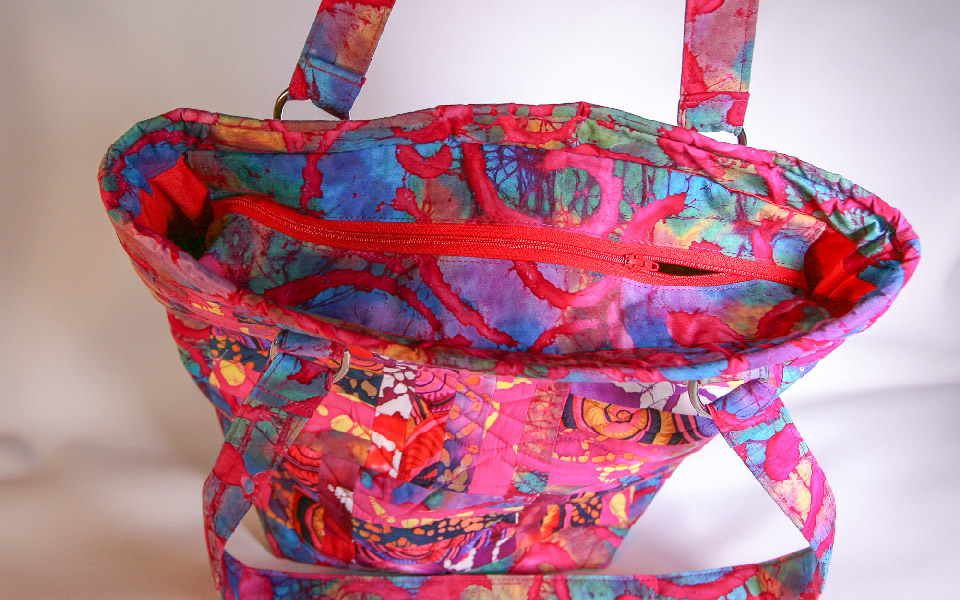 Pink quilted tote bag